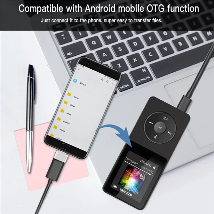 T1 1.8 Inch Screen Portable MP4 Music Player Bluetooth-Compatible E-Book FM Radio (With 64G TF Card) - Black