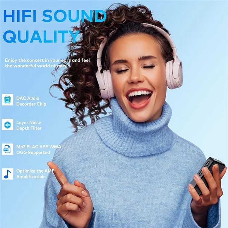T5 1.77 Inch Touch Screen MP4 Player Bluetooth-Compatible Radio E-Book Reader Voice Recorder (With 64G TF Card)