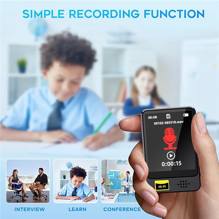 T5 1.77 Inch Touch Screen MP4 Player Bluetooth-Compatible Radio E-Book Reader Voice Recorder (With 64G TF Card)