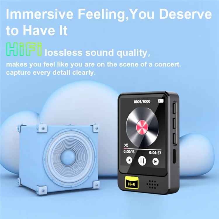 T5 1.77 Inch Touch Screen MP4 Player Bluetooth-Compatible Radio E-Book Reader Voice Recorder (With 64G TF Card)