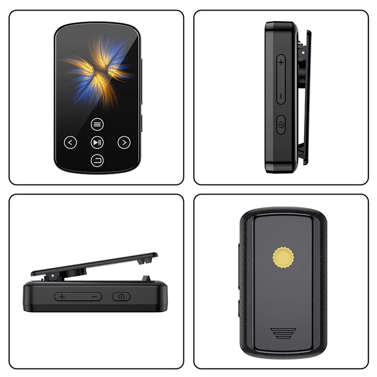 T8 1.54 Inch Touch Screen MP4 Player Bluetooth-Compatible FM Radio E-Book Reader with Back Clip (Without TF Card)