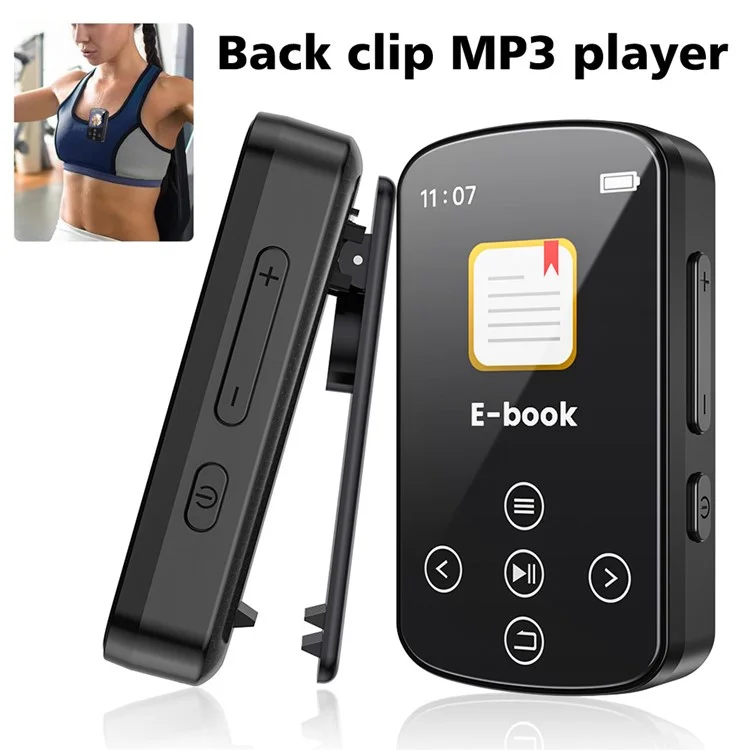 T8 1.54 Inch Touch Screen MP4 Player Bluetooth-Compatible FM Radio E-Book Reader with Back Clip (Without TF Card)