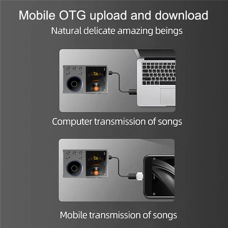 Lettore musicale T10 con schermo TFT da 2,4 pollici, Lettore HiFi, Registratore vocale, Radio FM Bluetooth, Memoria interna da 16 GB