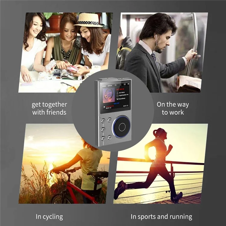 Lettore musicale T10 con schermo TFT da 2,4 pollici, Lettore HiFi, Registratore vocale, Radio FM Bluetooth, Memoria interna da 16 GB