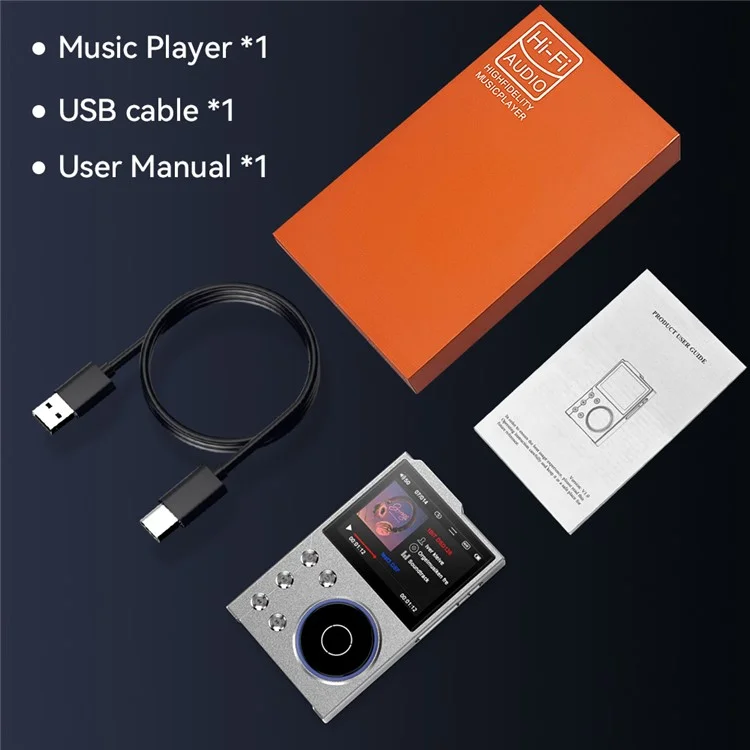 Lettore musicale T10 con schermo TFT da 2,4 pollici, Lettore HiFi, Registratore vocale, Radio FM Bluetooth, Memoria interna da 16 GB