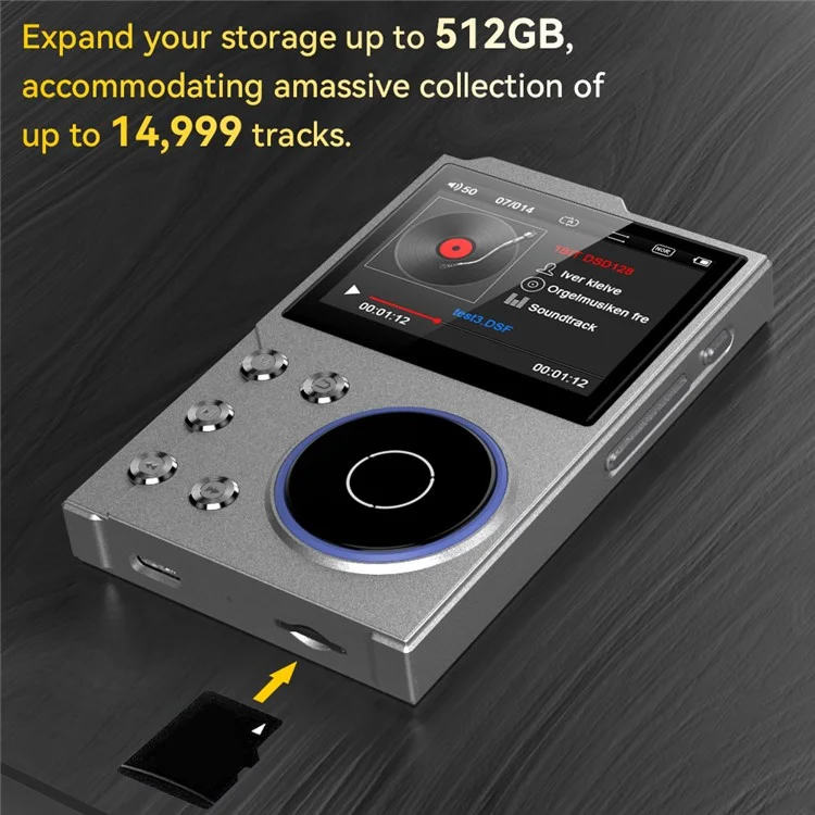 Lettore musicale T10 con schermo TFT da 2,4 pollici, Lettore HiFi, Registratore vocale, Radio FM Bluetooth, Memoria interna da 16 GB