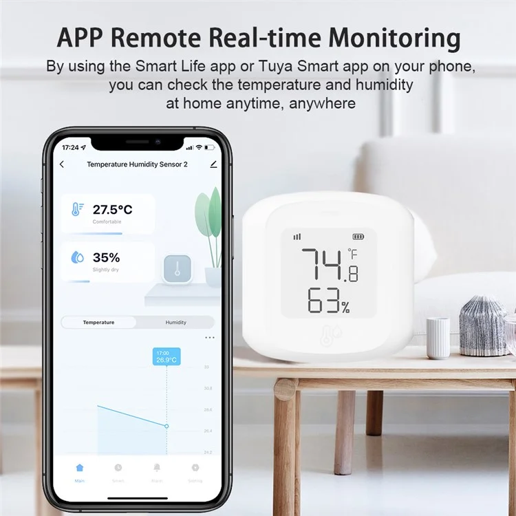 Tuya WiFi  /  Zigbee Smart Temperature Humidity Sensor Real Time Monitoring High Precision Digital Detector - WiFi Version