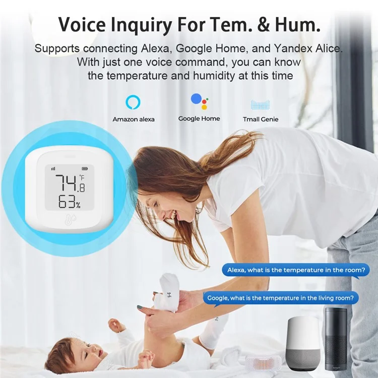 Tuya WiFi  /  Zigbee Smart Temperature Humidity Sensor Real Time Monitoring High Precision Digital Detector - WiFi Version