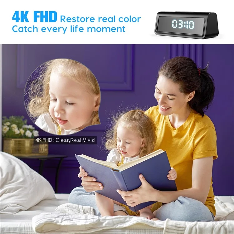 A21 WiFi Clock Camera Home Security Hidden Spy Mini Camera Motion Detection Night Vision for Indoor Surveillance