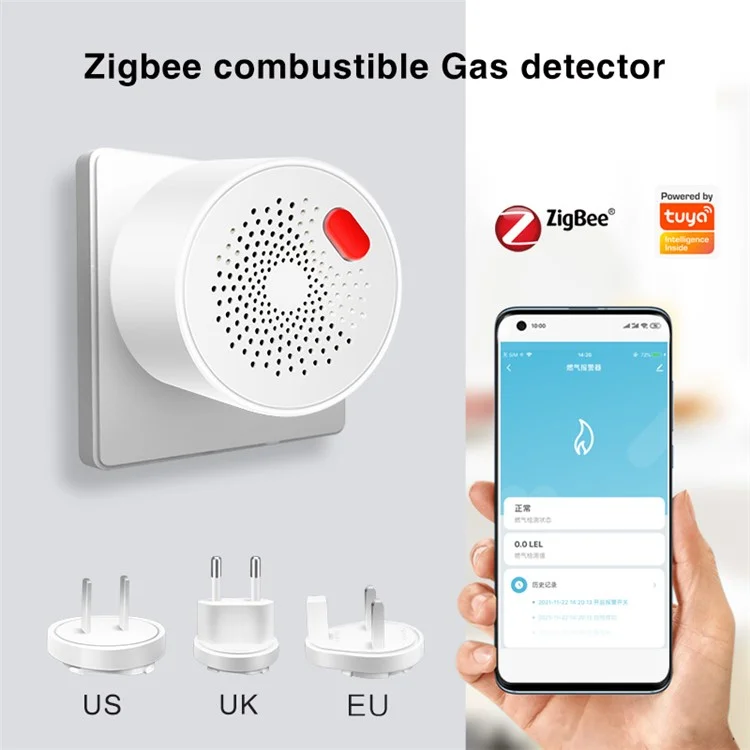 DY-RQ500A Tuya Smart Zigbee Gas Detector Alarm IEEE802.15.4 Combustible Gas Sensor - EU Plug