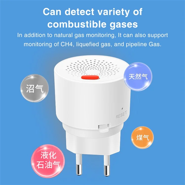 DY-RQ500A Tuya Smart Zigbee Gas Detector Alarm IEEE802.15.4 Combustible Gas Sensor - EU Plug