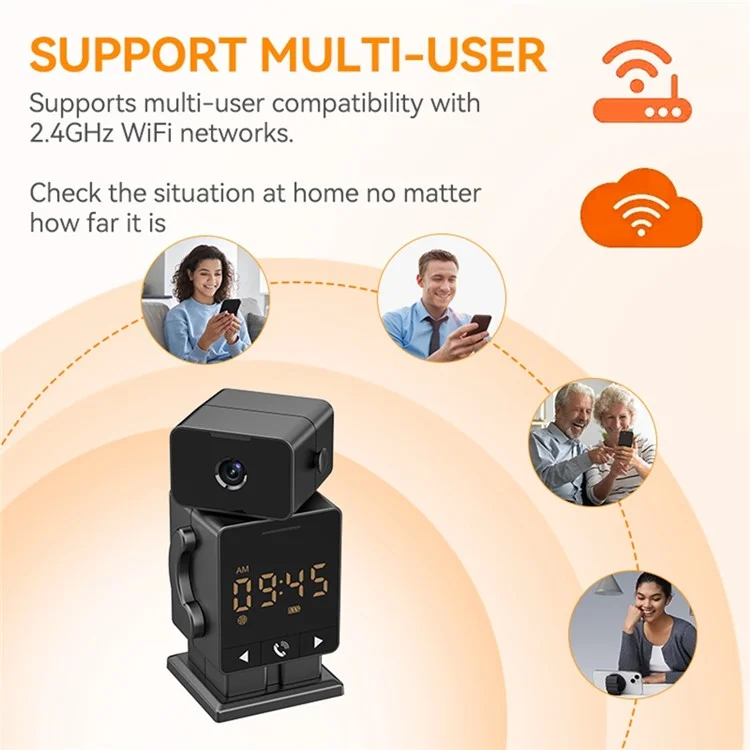 C11 Tuya WiFi Security Camera Alarm Clock Two Way Audio Night Vision HD Surveillance Camera - EU Plug