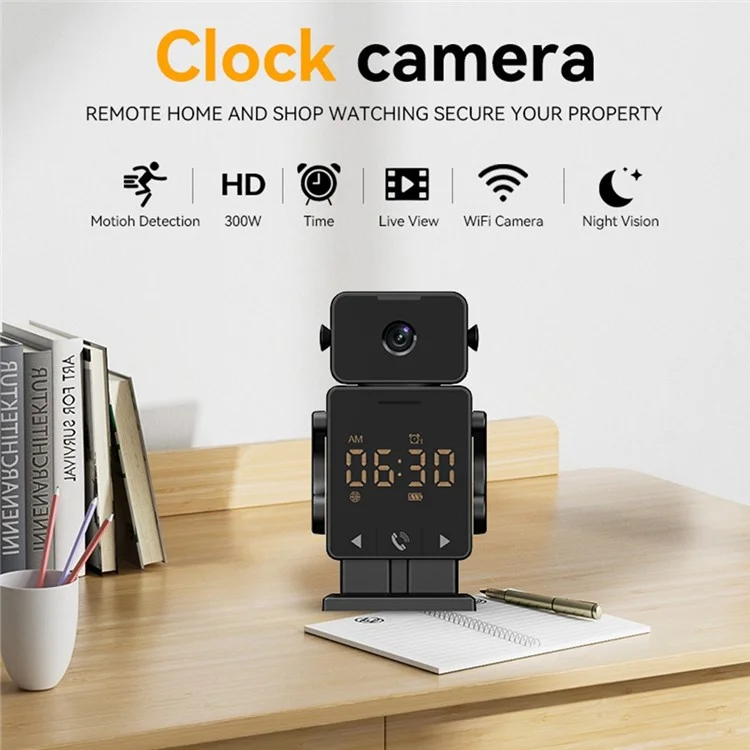 C11 Tuya WiFi Security Camera Alarm Clock Two Way Audio Night Vision HD Surveillance Camera - EU Plug