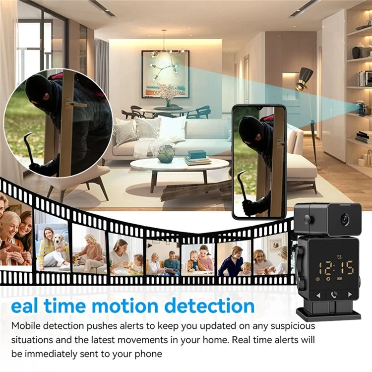 C11 Tuya WiFi Security Camera Alarm Clock Two Way Audio Night Vision HD Surveillance Camera - EU Plug