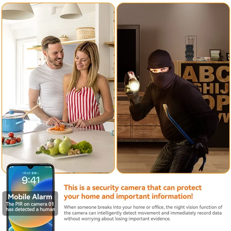 C11 Tuya WiFi Security Camera Alarm Clock Two Way Audio Night Vision HD Surveillance Camera - EU Plug