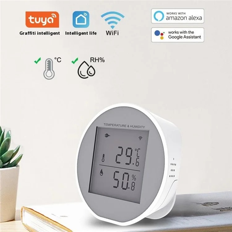 Detector de Fugas de Agua WiFi SQ400B Inteligente con Sensor de Desbordamiento y Sirena, Monitor en Tiempo Real Compatible con Alexa y Google Assistant