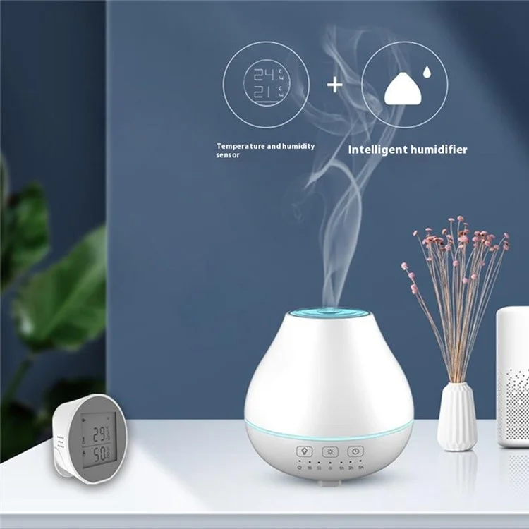 Detector de Fugas de Agua WiFi SQ400B Inteligente con Sensor de Desbordamiento y Sirena, Monitor en Tiempo Real Compatible con Alexa y Google Assistant
