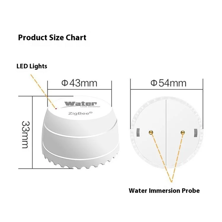 SQ500B Tuya Smart Zigbee 3.0 Water Leak Detector Smart Sensor for Alexa Google Assistant Real Time Monitor