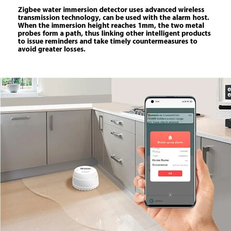 SQ500B Tuya Smart Zigbee 3.0 Water Leak Detector Smart Sensor for Alexa Google Assistant Real Time Monitor
