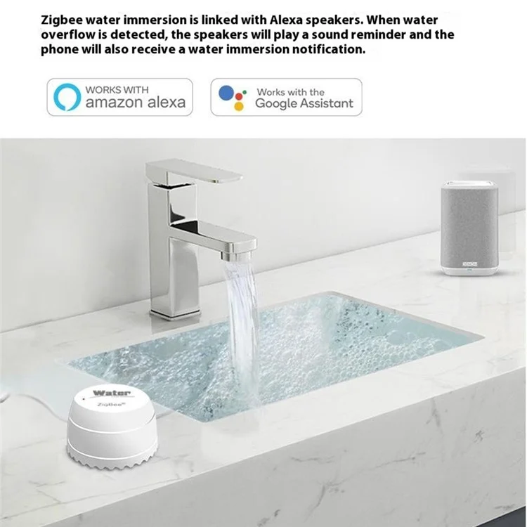 SQ500B Tuya Smart Zigbee 3.0 Water Leak Detector Smart Sensor for Alexa Google Assistant Real Time Monitor