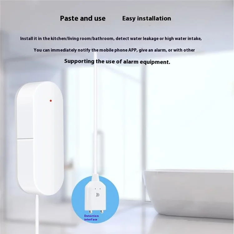 SQ400A WiFi Умный детектор утечки воды настенный датчик затопления с сигнализацией и мониторингом в реальном времени