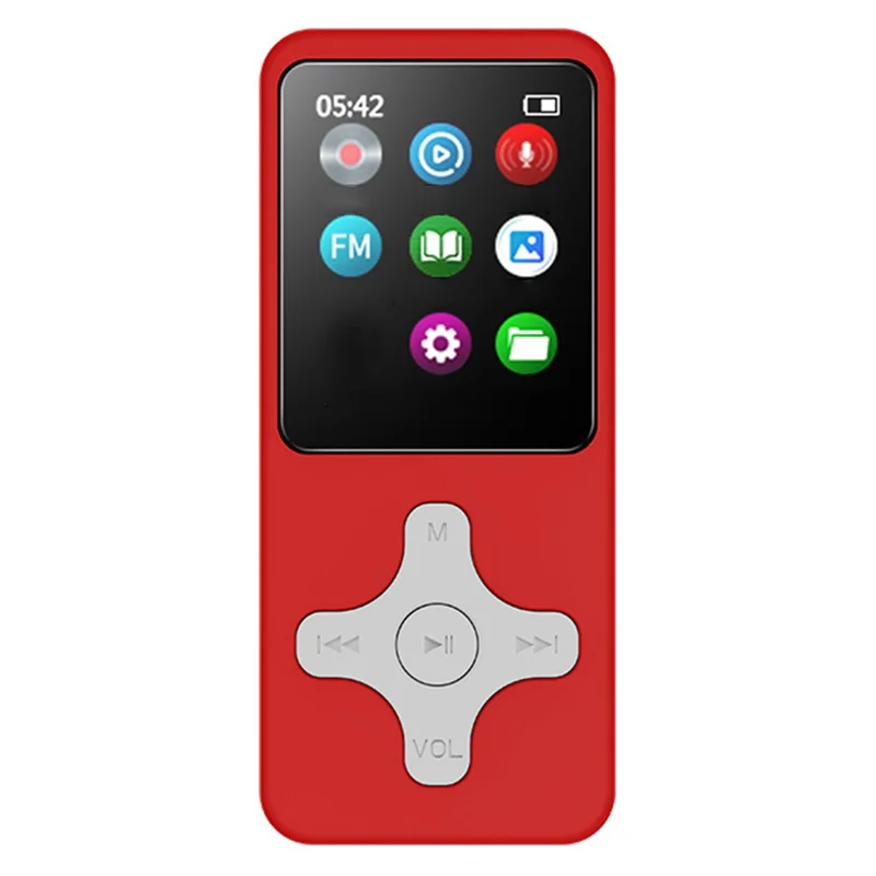 Lettore MP4 da 1,77 pollici con Radio FM Bluetooth e Registratore Vocale (senza Scheda TF) - Rosso+Bianco