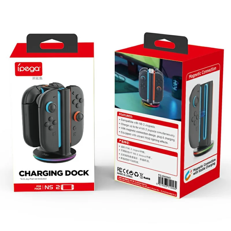 IPEGA PG-SW2051 Pour Nintendo Switch 2 Joy-Con Chargeur de Manette Station de Charge 4 en 1 avec Indicateur LED