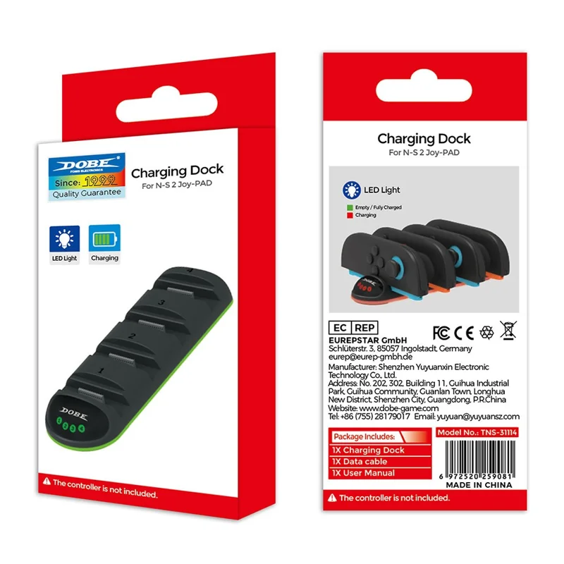 DOBE TNS-31114 Pour Nintendo Switch 2 Chargeur de Joy-Con 4 en 1 Chargeur portable avec indicateur LED