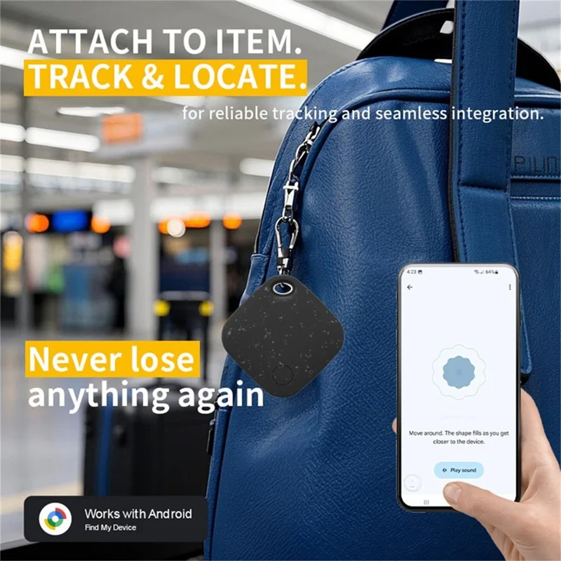 tag03 For Google Find My Device Bluetooth-Compatible Tracker Bio-Degradable Global Positioning Finder Anti Lost Locator - Black