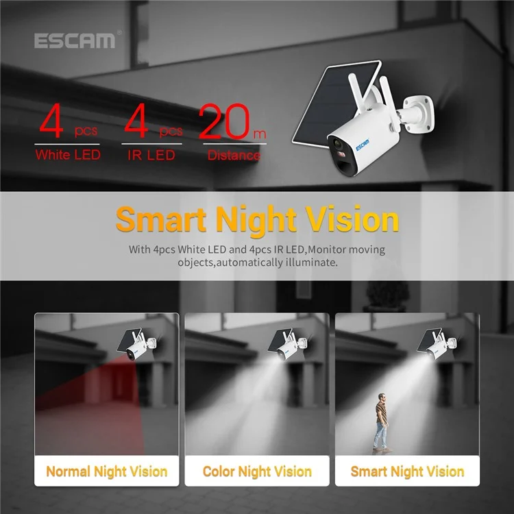 ESCAM QF490 1080P 4G Solar PIR Alarm Dome Night Vision CCTV IP Camera Pan/Tilt Monitor - EU Edition