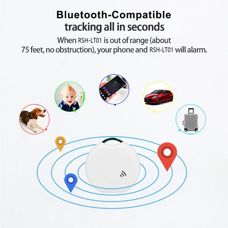 LT01 Localizador de Llaves Inteligente Bluetooth para Android, Buscador Bidireccional Compatible con Aplicación Tuya Smart - Blanco