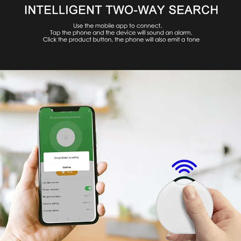 LT01 Android Bluetooth-Compatible Tracker Smart Two-Way Finder Key Locator Item Finder Compatible with Tuya Smart App - Black