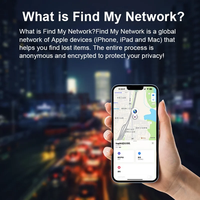 icard01 Global Positioning Tracker Ultra Thin Anti Lost Locator Compatible with Apple Find My - Black