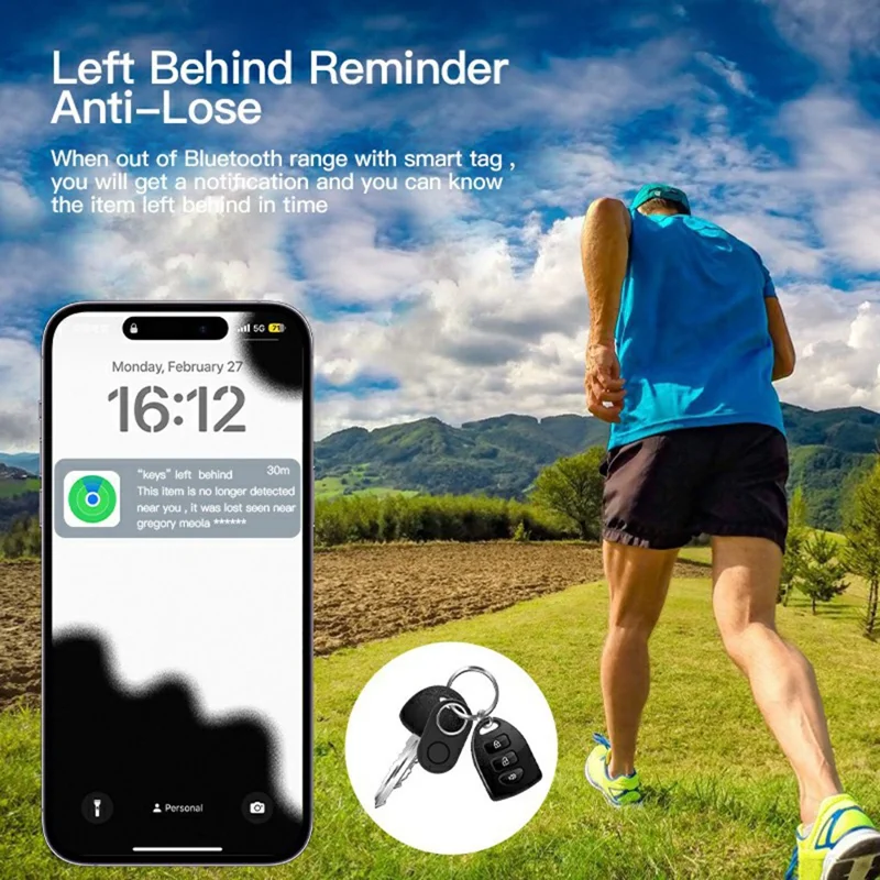 Itag12 für Apple Find My Bluetooth-kompatiblen Lokalisator Haustier Kind Ortungsgerät - Schwarz