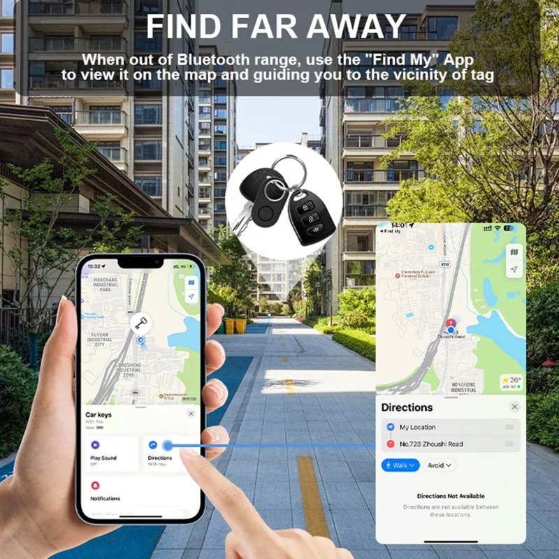 Itag12 für Apple Find My Bluetooth-kompatiblen Lokalisator Haustier Kind Ortungsgerät - Schwarz