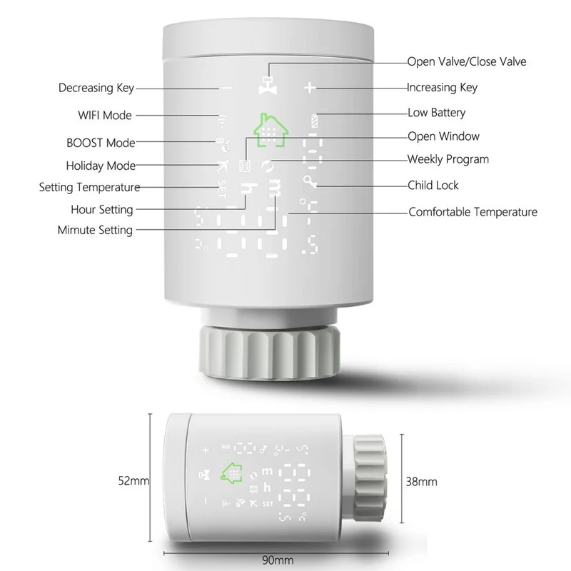 RV01 Zigbee Radiator Valve Smart Home Thermostat Controller Support Smartphone Tuya Remote Control