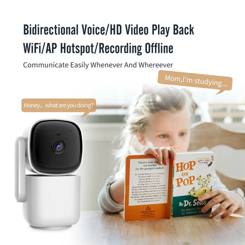 T200 1080P Умная WiFi-камера безопасности с поворотом на 360 градусов, отслеживанием движения и ночным видением - Вилка для США