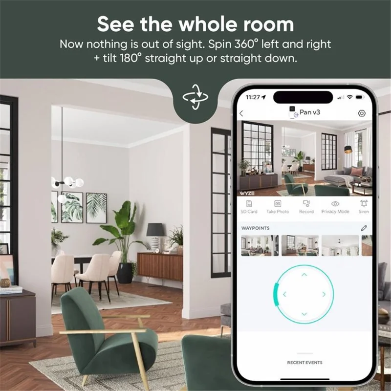 T200 1080P Smart WiFi Security Camera 360 Degree Pan Tilt Motion Tracking Night Vision Cam - EU Plug