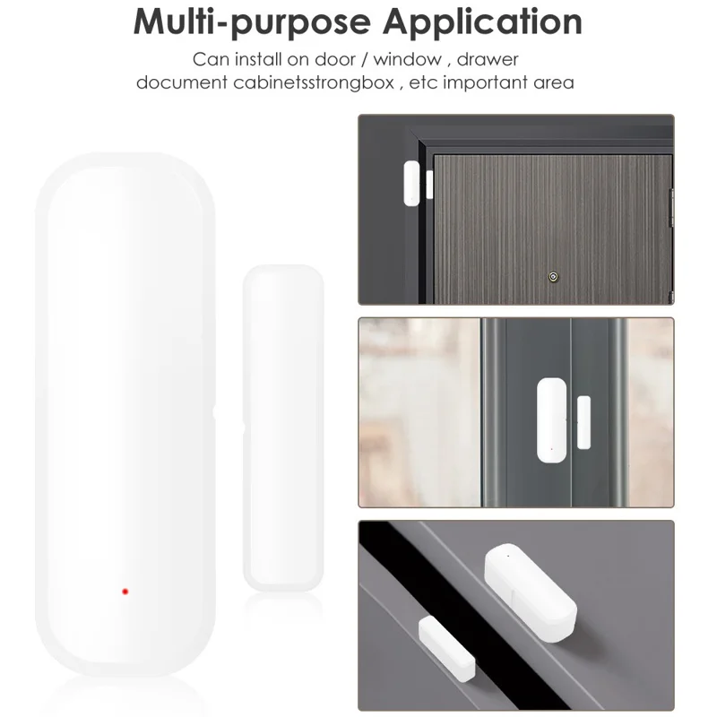 Capteur de porte et fenêtre DW10 Tuya WiFi Détecteur de sécurité avec système d'alarme intelligent, déclenchement de scène et liaison d'intrusion