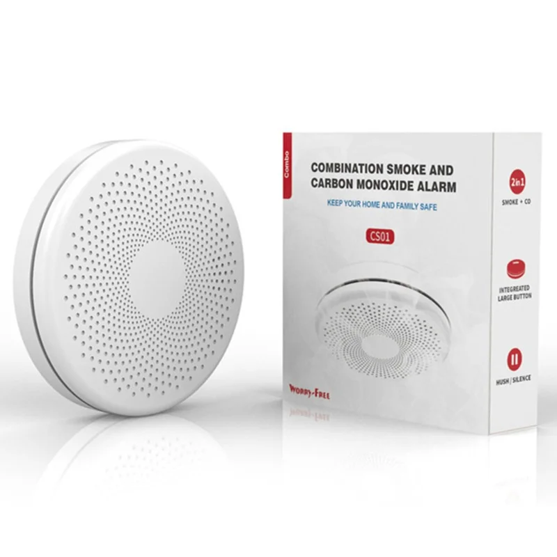 SMCO01 Détecteur de fumée intelligent Tuya WiFi avec capteur sans fil de monoxyde de carbone et lumière flash
