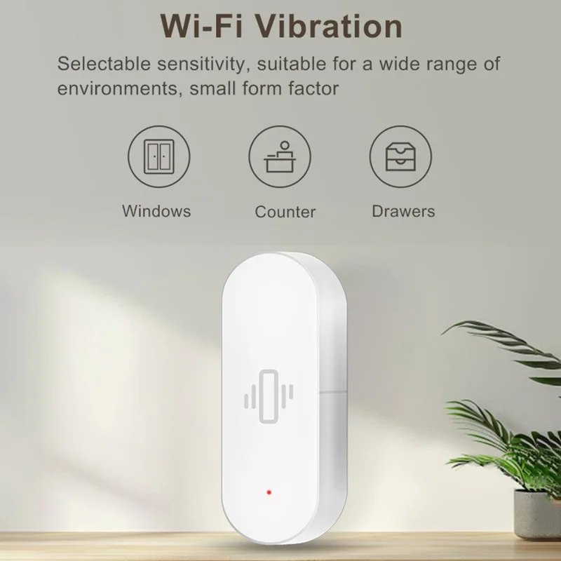 VB02 Tuya Capteur de Vibration WiFi pour Porte avec Détection en Temps Réel, Alarme de Mouvement et Choc à Distance via Application