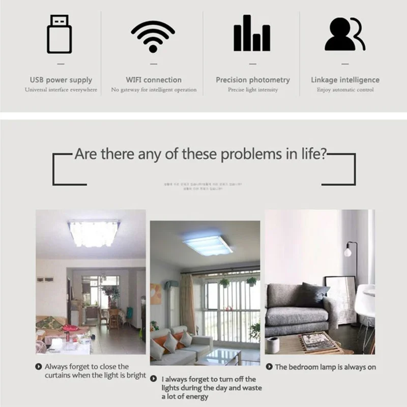 LS01 Tuya WiFi Light Sensor Smart Illumination Detector Brightness Sensing Device