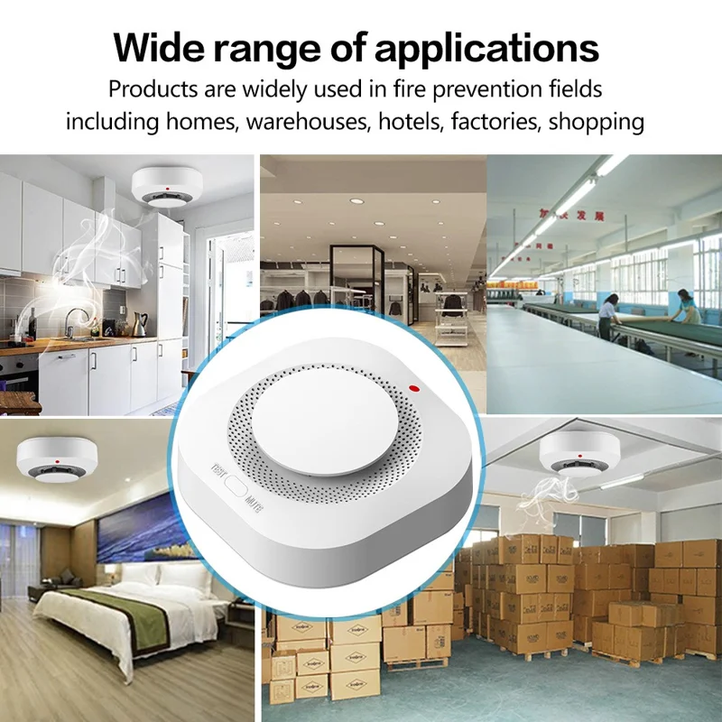 Détecteur de fumée SM441W WiFi Système d'alarme domestique intelligent Capteur de fumée multifonctionnel