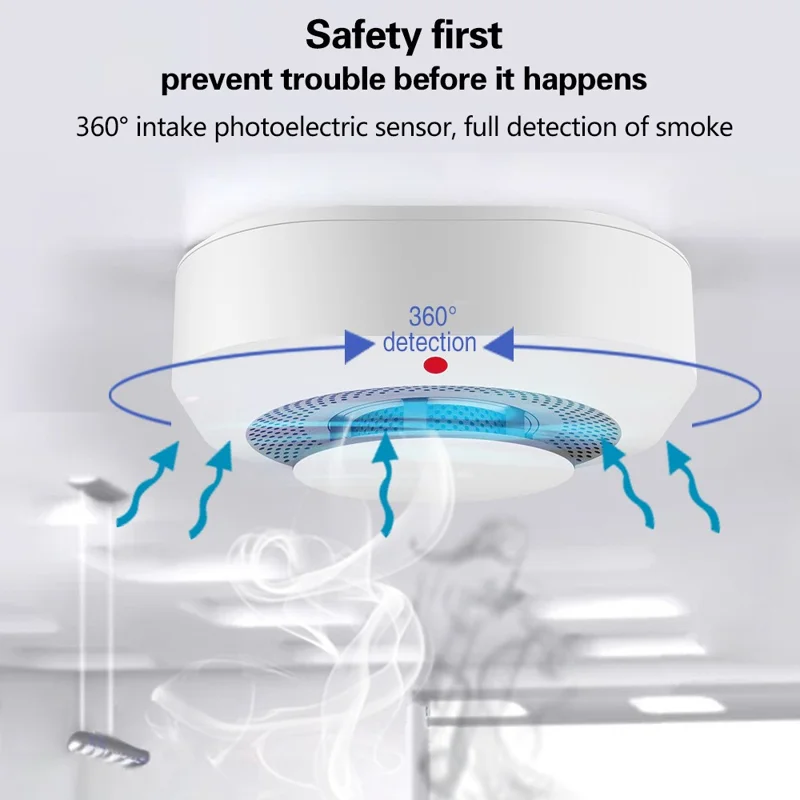 Détecteur de fumée SM441W WiFi Système d'alarme domestique intelligent Capteur de fumée multifonctionnel