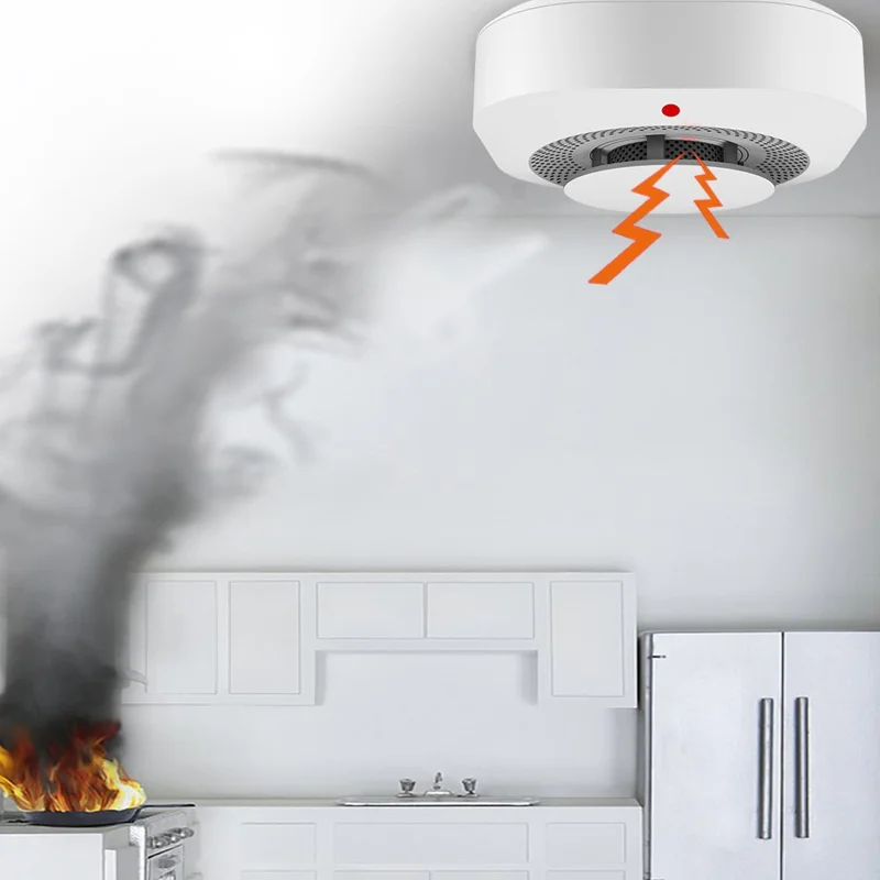 Détecteur de fumée SM441W WiFi Système d'alarme domestique intelligent Capteur de fumée multifonctionnel