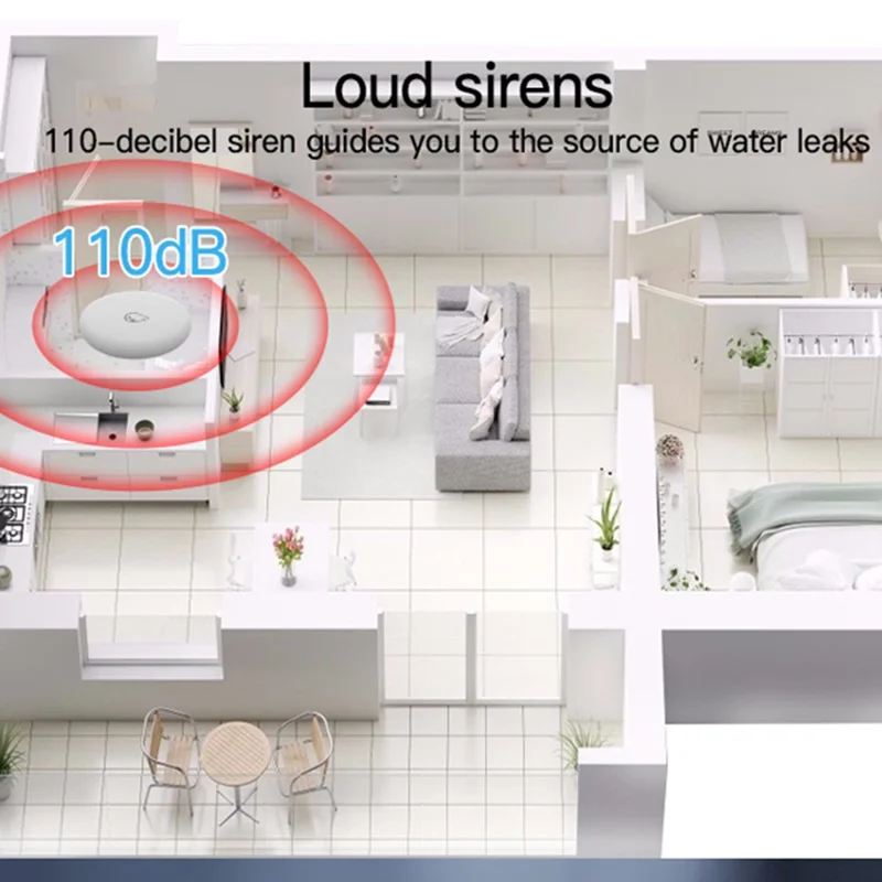 WL08 Tuya Zigbee Water Leak Sensor Wireless Flood Detector Smart Home Water Level Alarm Device