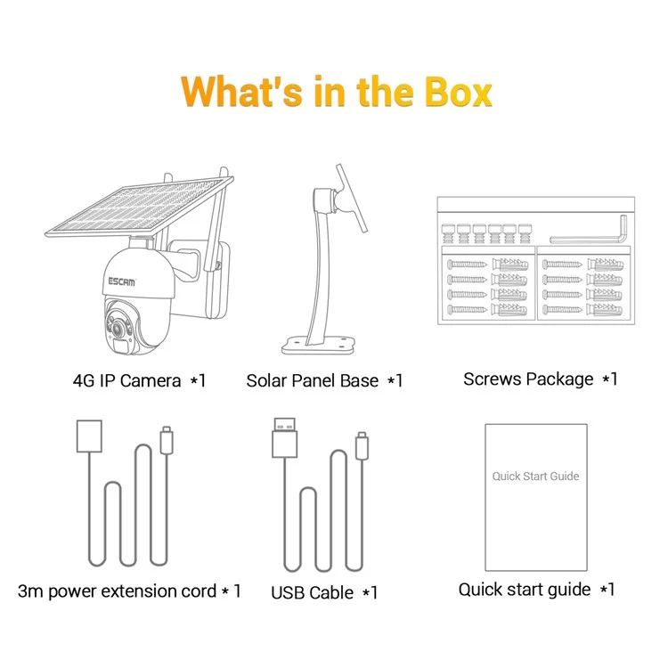 ESCAM QF450 1080P Cloud Storage 4G PIR Alarm Dome Pan/Tilt CCTV IP Camera with Solar Panel - EU Edition