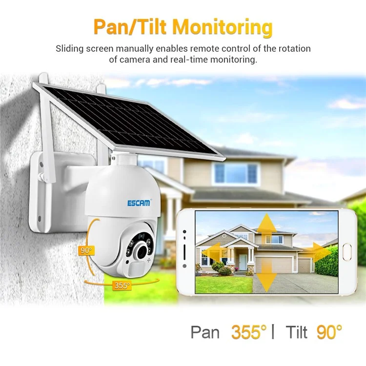 ESCAM QF450 1080P Cloud Storage 4G PIR Alarm Dome Pan/Tilt CCTV IP Camera with Solar Panel - EU Edition
