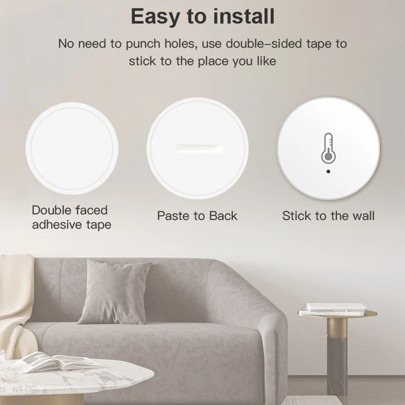 HS06 Tuya Zigbee Round Temperature Humidity Sensor Smart Home Indoor Thermometer Detector