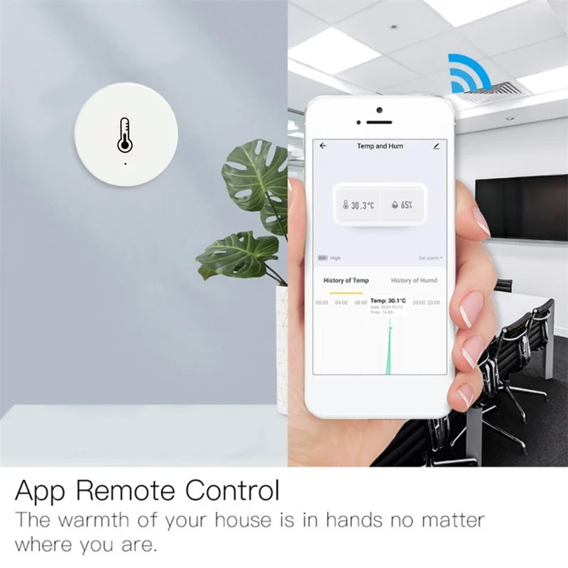 HS06 Tuya Zigbee Round Temperature Humidity Sensor Smart Home Indoor Thermometer Detector